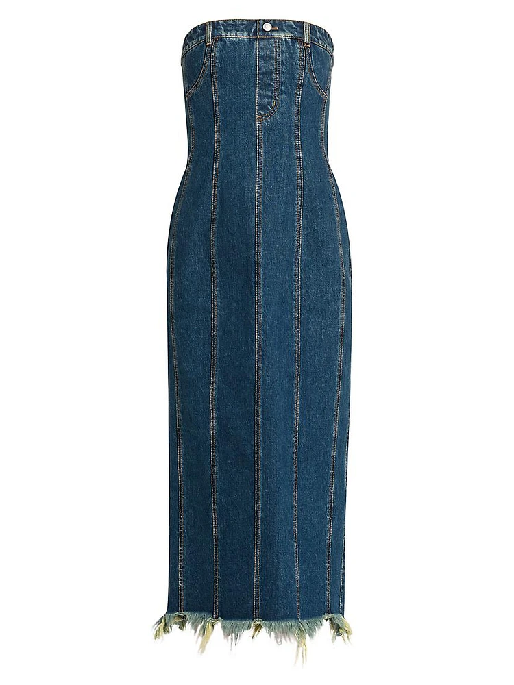 Denim Strapless Midi-Dress