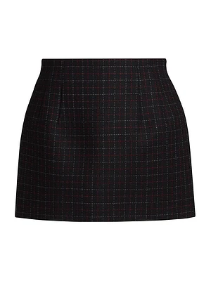 Contour Check Wool Miniskirt