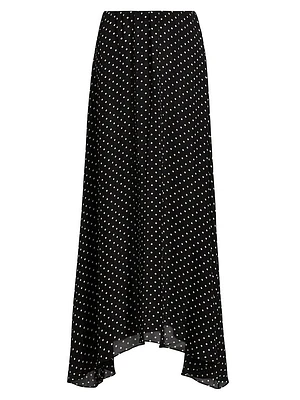 Polka Dot Flared Maxi Skirt