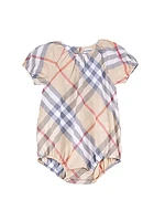 Baby Girl's 3-Piece Corduroy Bucket Hat, Check Bodysuit & Skirt Set
