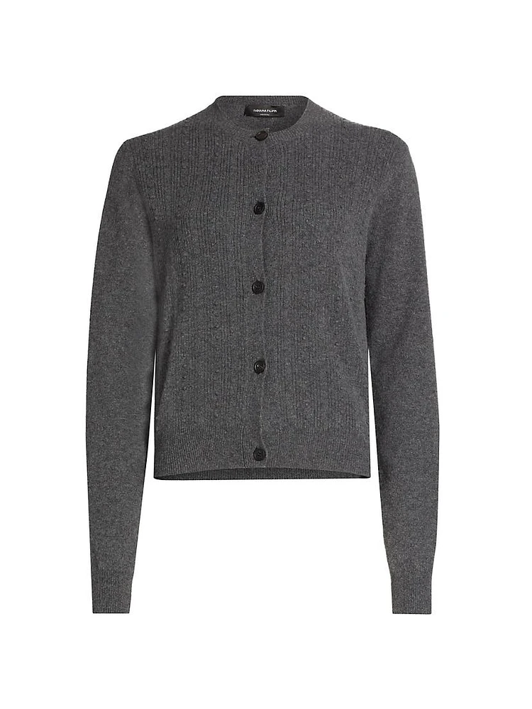 Wool-Blend Bubble Stitch Slim-Fit Cardigan