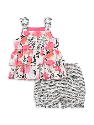 Baby Girl's & Little Pretty Pink Cotton Dress Bloomers Set