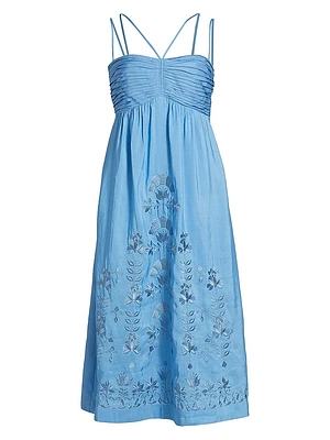 Ariella Embroidered Midi-Dress