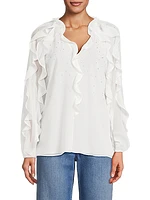 Aurora Crystal-Embellished Ruffled Blouse