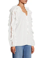 Aurora Crystal-Embellished Ruffled Blouse