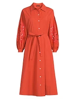 Belted Tech Cotton Taffeta Shirtdress