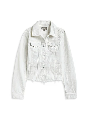 Girl's Raw Edge Hem Denim Jacket