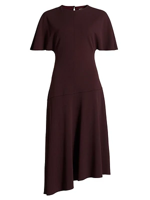 Nicola Short-Sleeve Asymmetric Midi-Dress