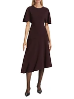 Nicola Short-Sleeve Asymmetric Midi-Dress