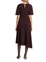Nicola Short-Sleeve Asymmetric Midi-Dress
