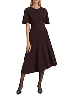 Nicola Short-Sleeve Asymmetric Midi-Dress
