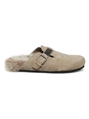 Shearling-Lined Leather Clogs