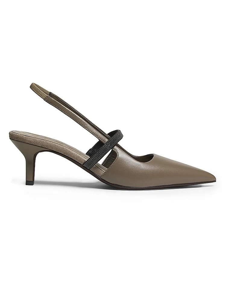 55MM Leather Slingbacks