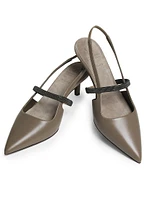 55MM Leather Slingbacks