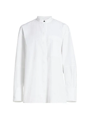 Button-Up Poplin Tunic Shirt