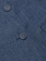 Linen-Blend Double-Breasted Blazer
