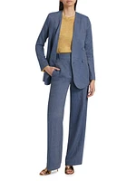Linen-Blend Double-Breasted Blazer
