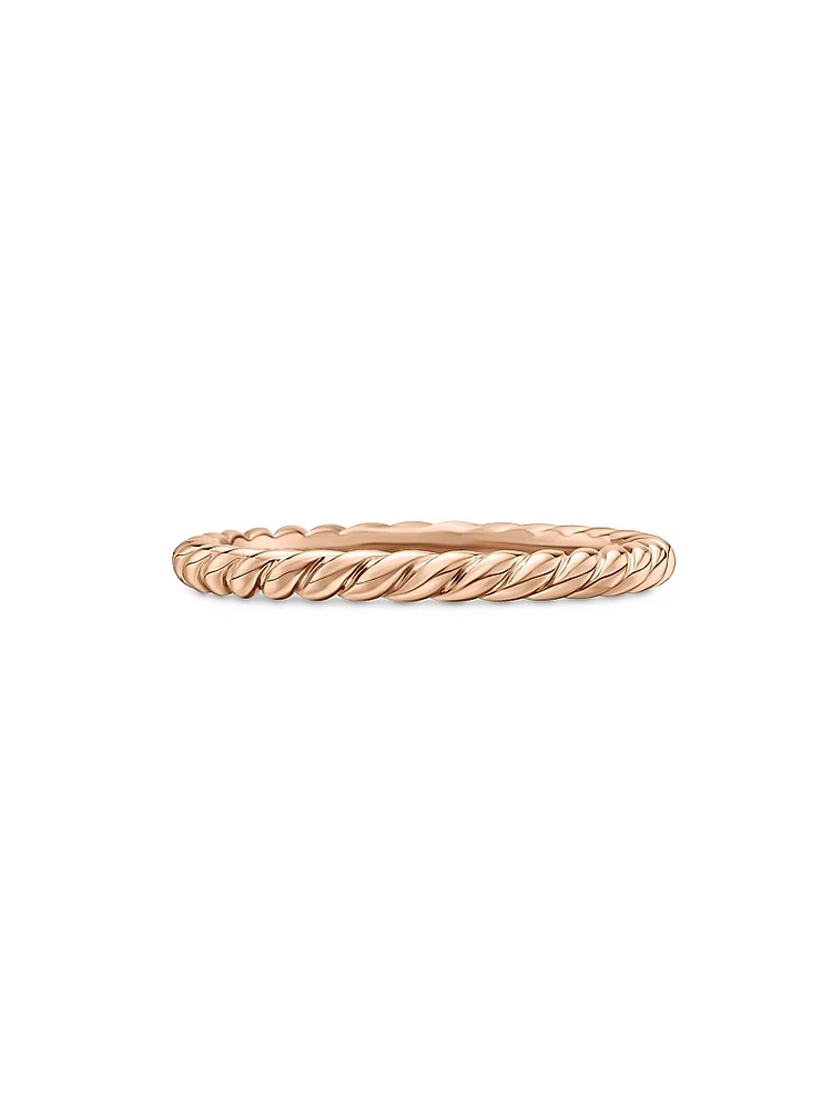 DY Cable Band Ring 18K Rose Gold, 2mm