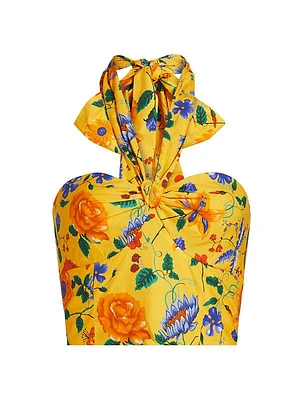 Piana Floral Cotton Halter Top