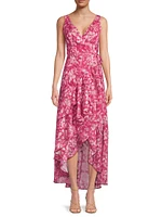 Isadora Floral Wrap High-Low Dress