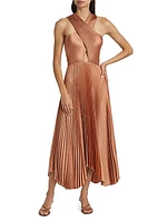 Athena II Pleated Halter Midi-Dress
