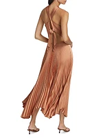Athena II Pleated Halter Midi-Dress