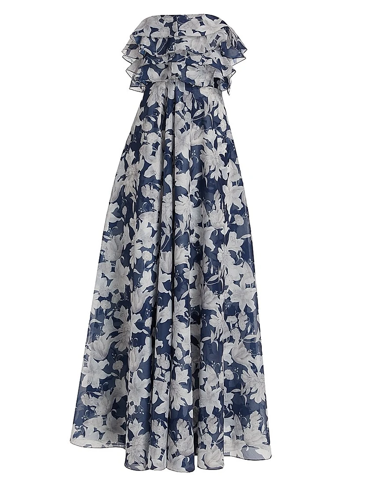 Frivolla Floral Strapless Gown