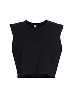 Cotton Boxy Crewneck Sleeveless Top