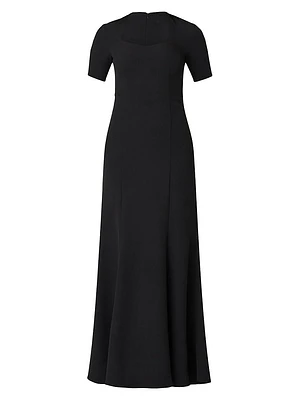 Elie Crepe Short-Sleeve Gown