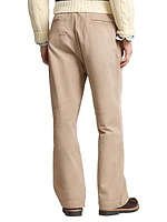 Distressed Cotton Flat-Front Pants