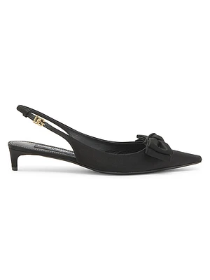 30MM Bow-Detailed Satin Kitten-Heel Pumps