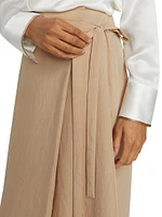 Asymmetric Wrap Midi-Skirt