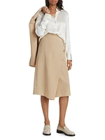 Asymmetric Wrap Midi-Skirt