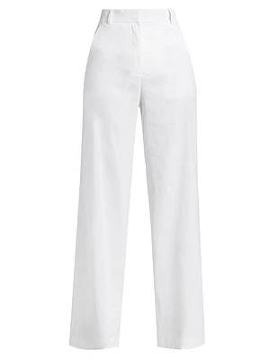 Linen-Blend Wide-Leg Trousers