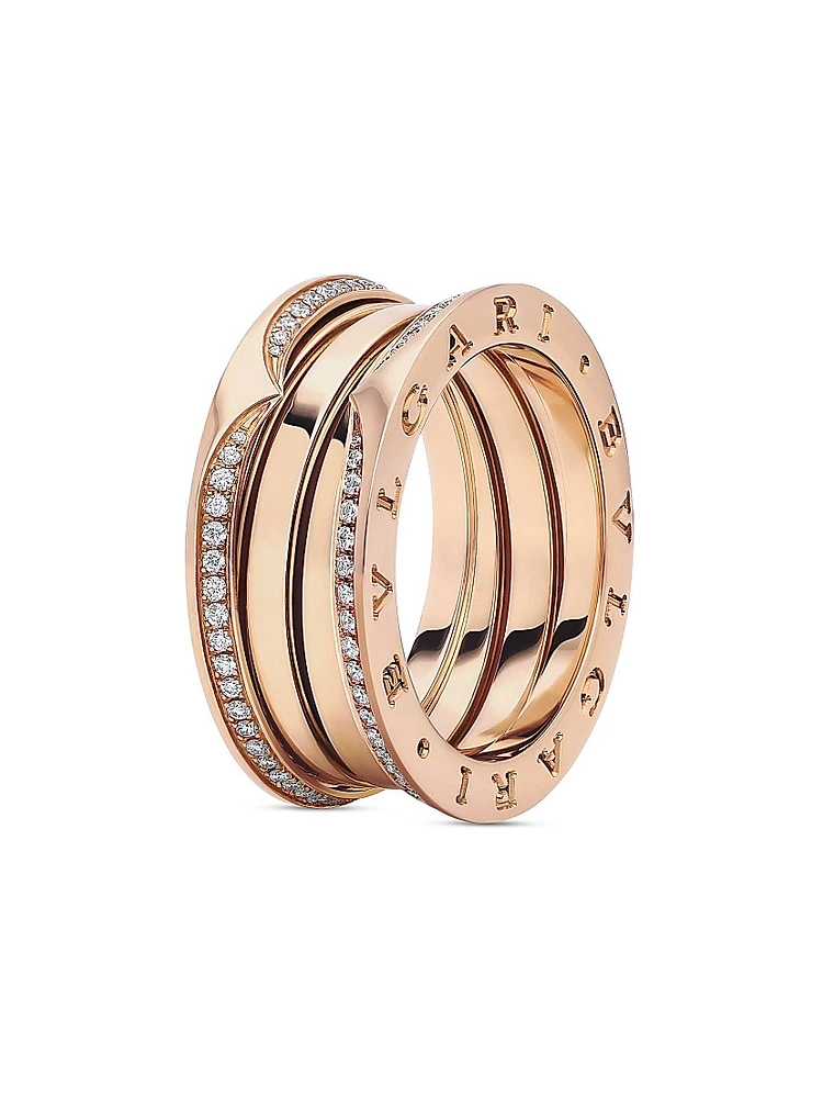 B.zero1 18K Rose Gold & 0.43 TCW Diamond 3-Band Ring