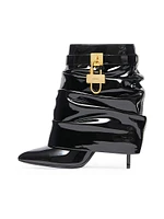 Shark Lock Stiletto Ankle Boots Latex