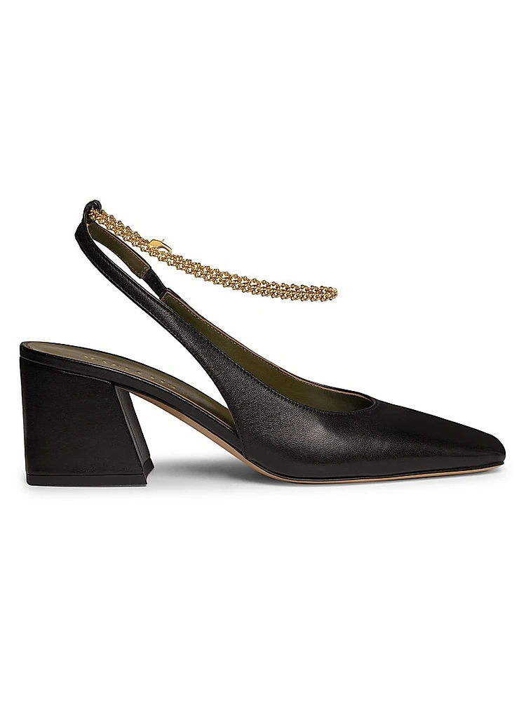 Ilaria 65MM Embellished Leather Slingback Pumps
