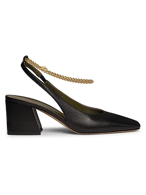Ilaria 65MM Embellished Leather Slingback Pumps