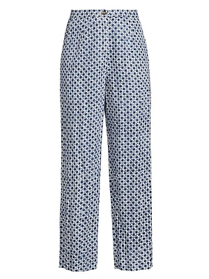 Pietro Check Cotton-Linen Pants