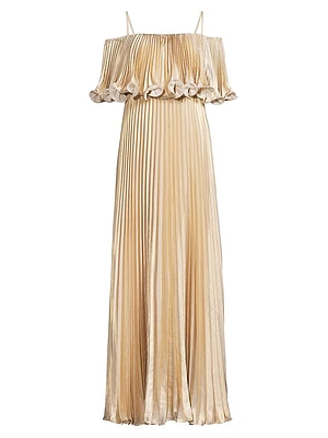 Nikita Metallic Pleated Maxi Dress