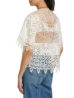 Aria Patchwork Linen & Eyelet Lace Blouse