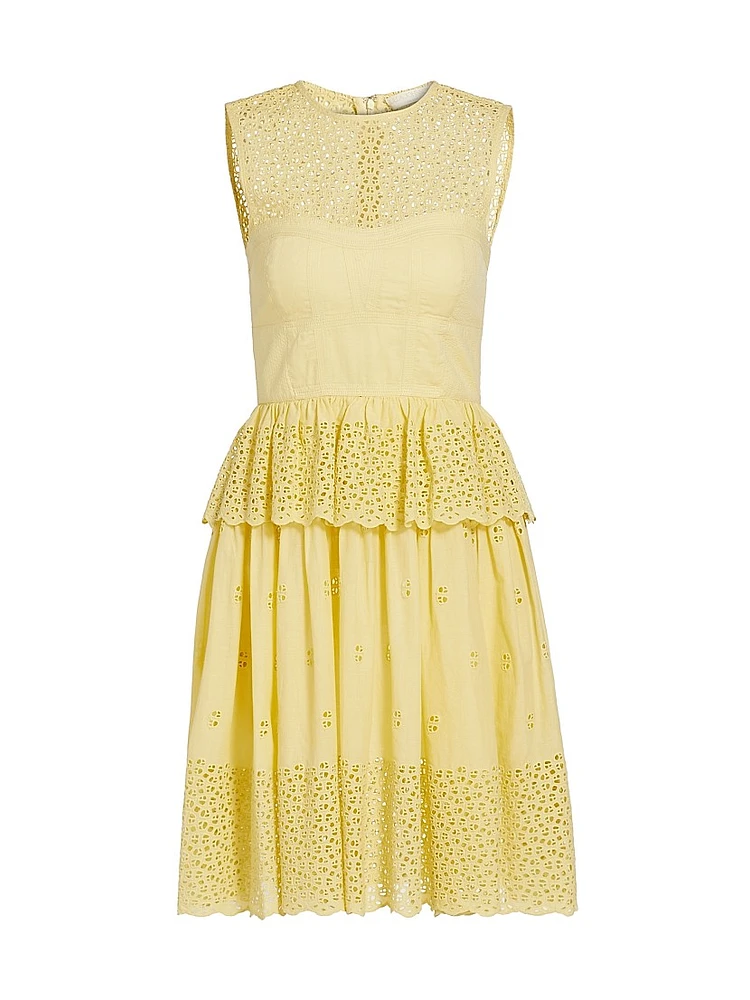 Jessica Geometric Eyelet Cotton Minidress