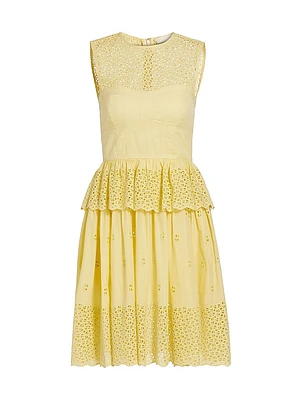 Jessica Geometric Eyelet Cotton Minidress