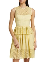 Jessica Geometric Eyelet Cotton Minidress