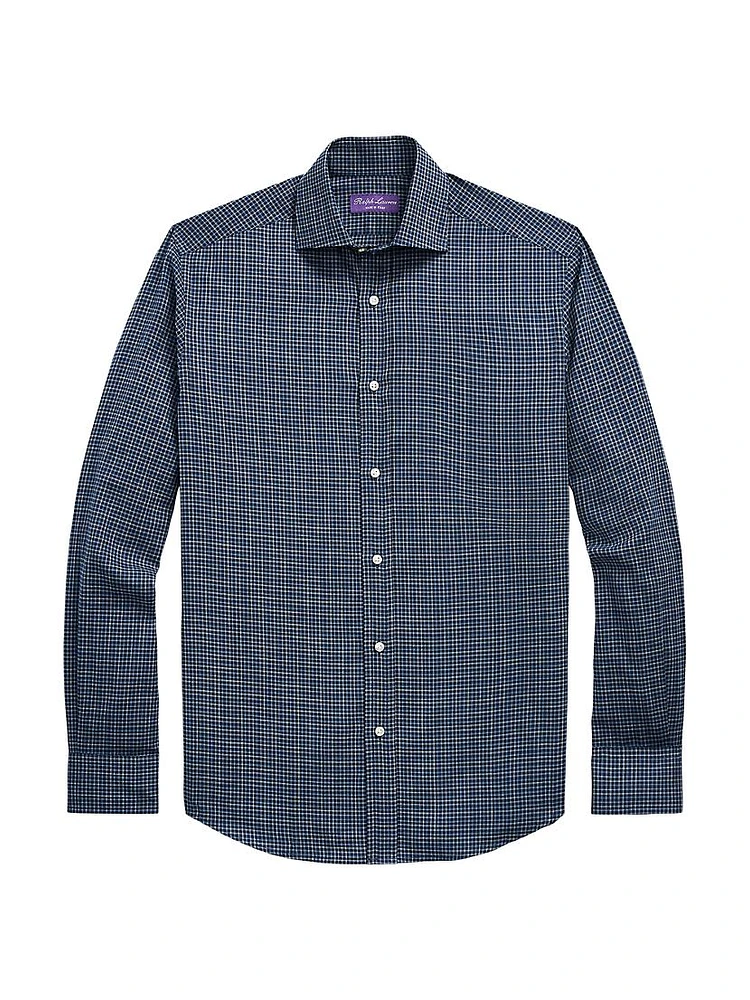 Herringbone Cotton Button-Front Shirt
