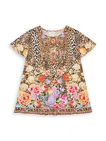 Little Girl's & Animal Rose Print T-Shirt Dress