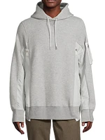 Sponge Sweat Mixed-Media Cotton-Blend Hoodie