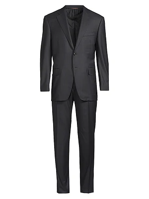 Windowpane Plaid Wool Suit