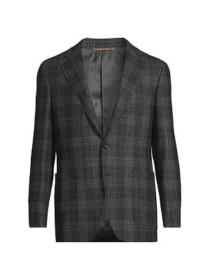 Plaid Wool Trim-Fit Sportcoat
