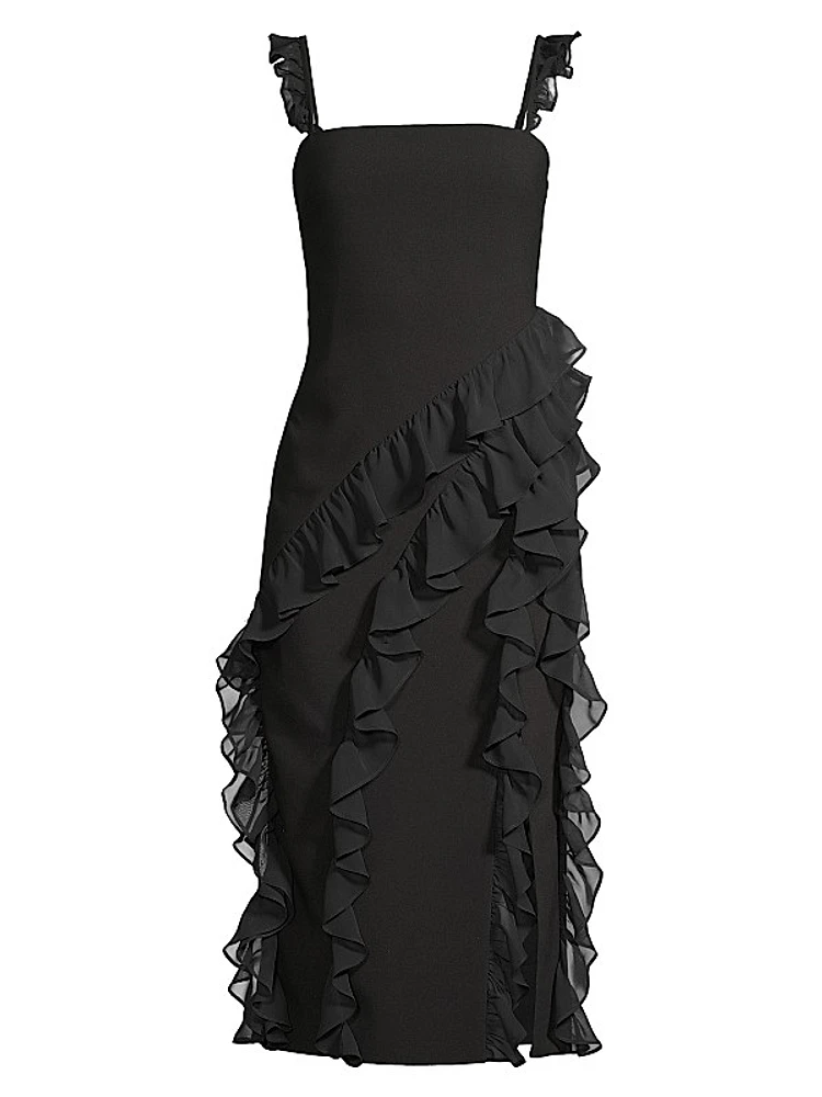 Mandi Ruffle-Trim Midi-Dress
